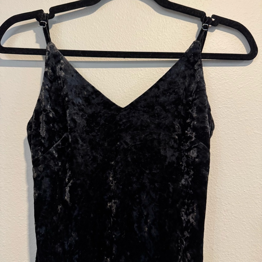 Bawdy Elegant Black Crushed Velvet Dress V Neck Whimsigoth Goth Witch S - Picture 3 of 4